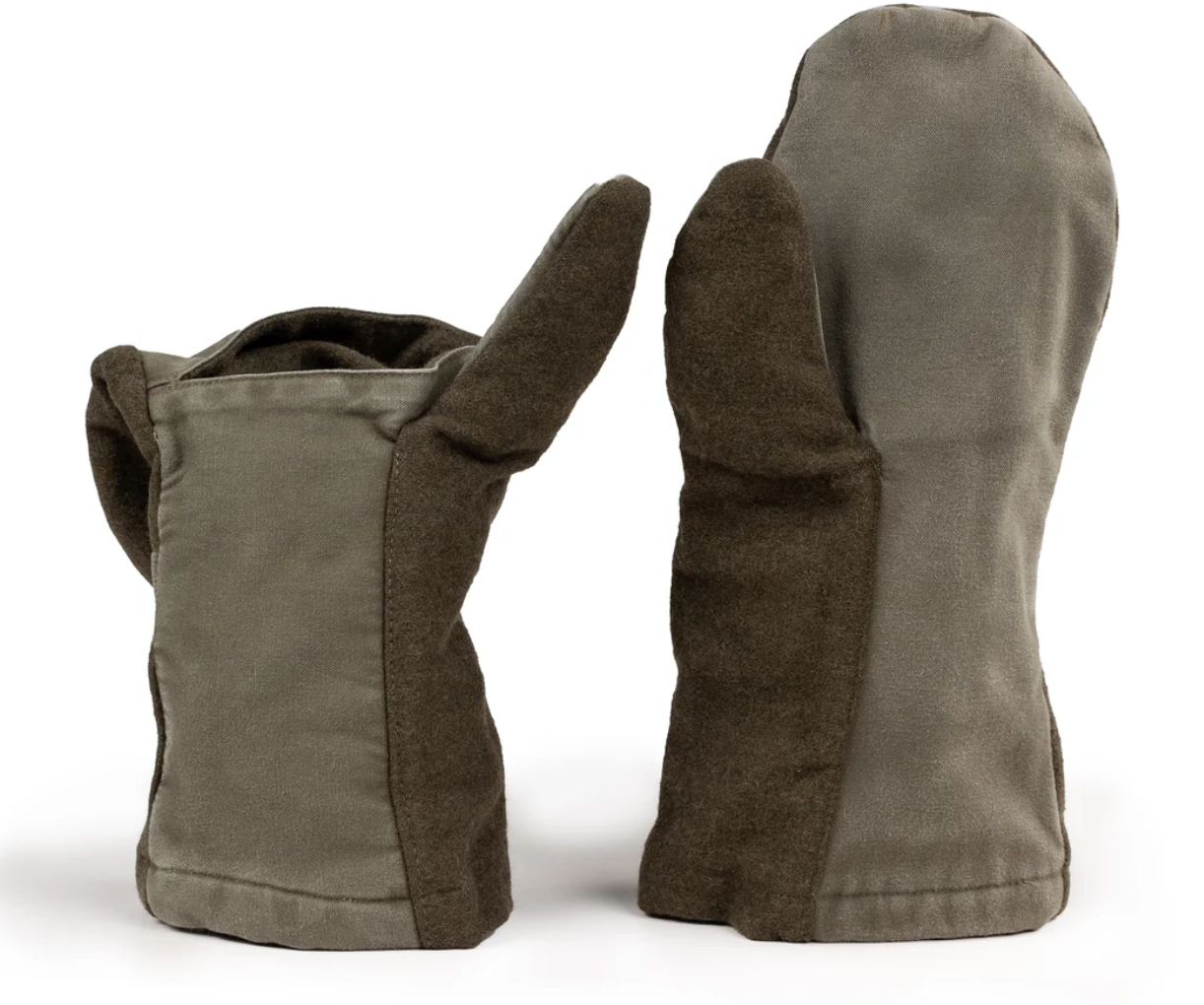 Original Austrian Army Military Winter Mittens Green Shooting Used One Size