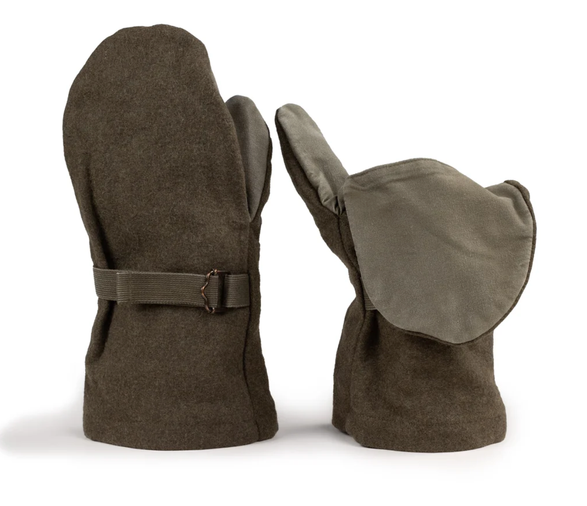 Original Austrian Army Military Winter Mittens Green Shooting Used One Size
