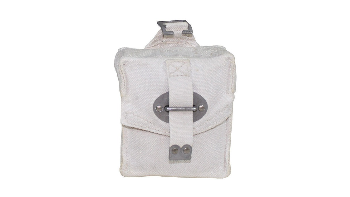 Italian Original Military Army Pouch Bag White Canvas Used