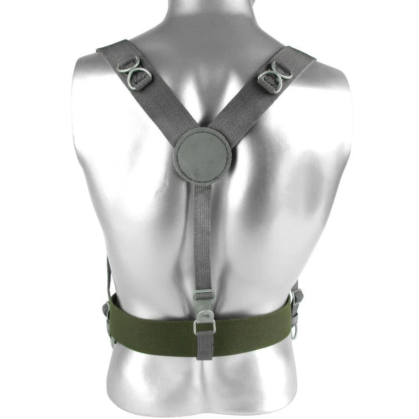 Vintage Military Surplus East German Grey Field Suspenders Used, Durable