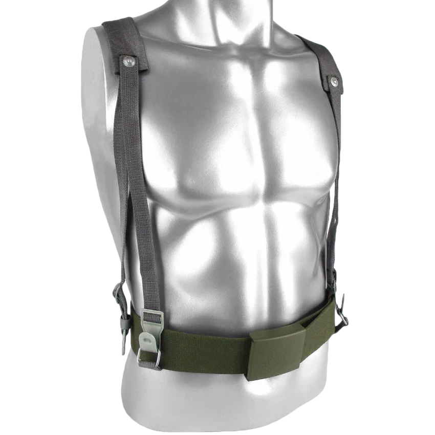 Vintage Military Surplus East German Grey Field Suspenders Used, Durable
