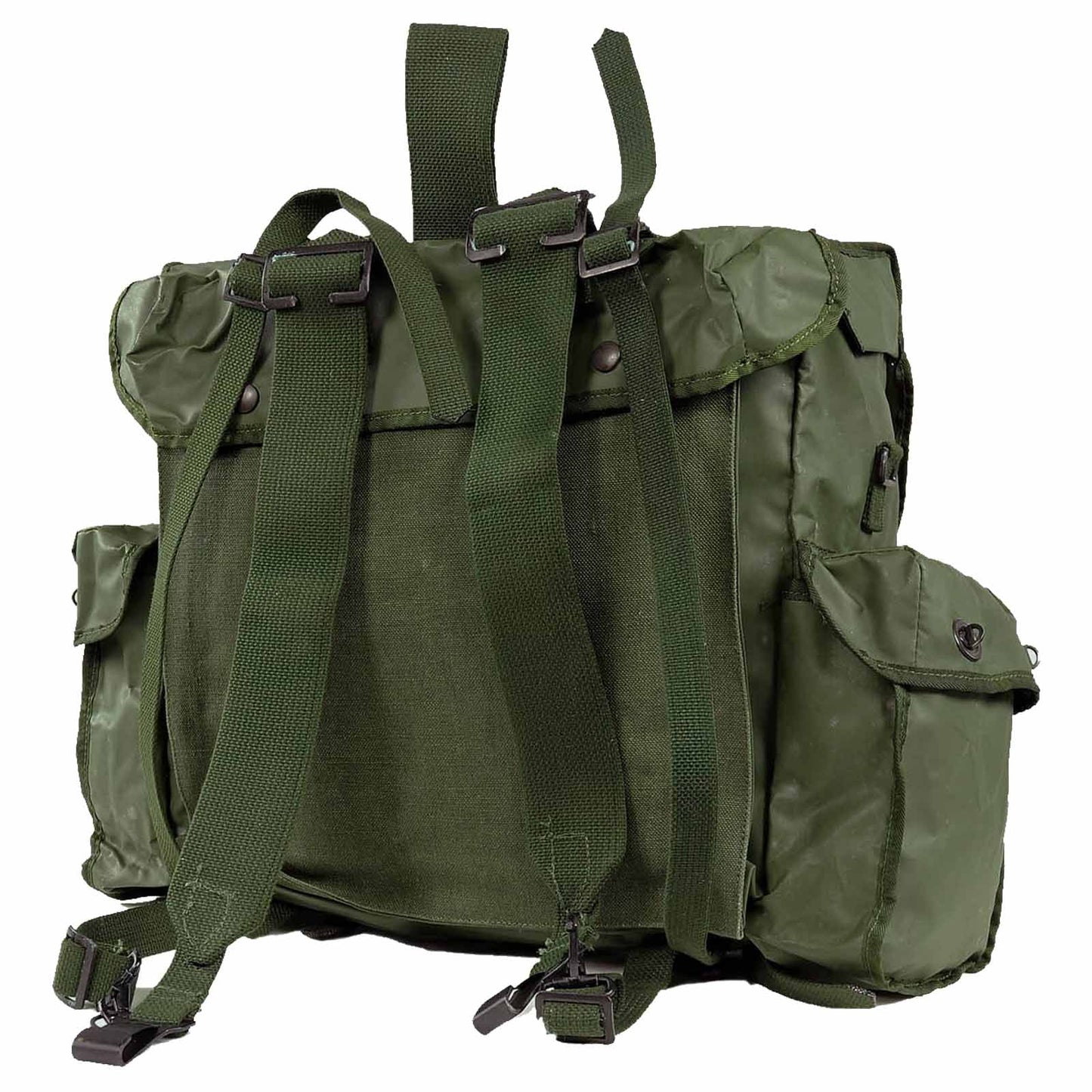 Belgian Army Olive Drab Plastic Rucksack Vintage Military Surplus Used Backpack