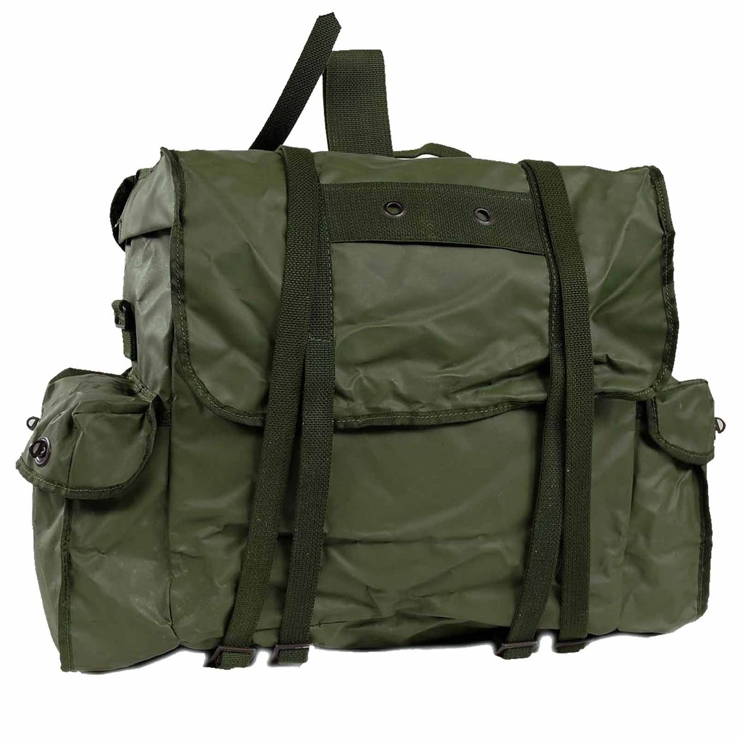 Belgian Army Olive Drab Plastic Rucksack Vintage Military Surplus Used Backpack