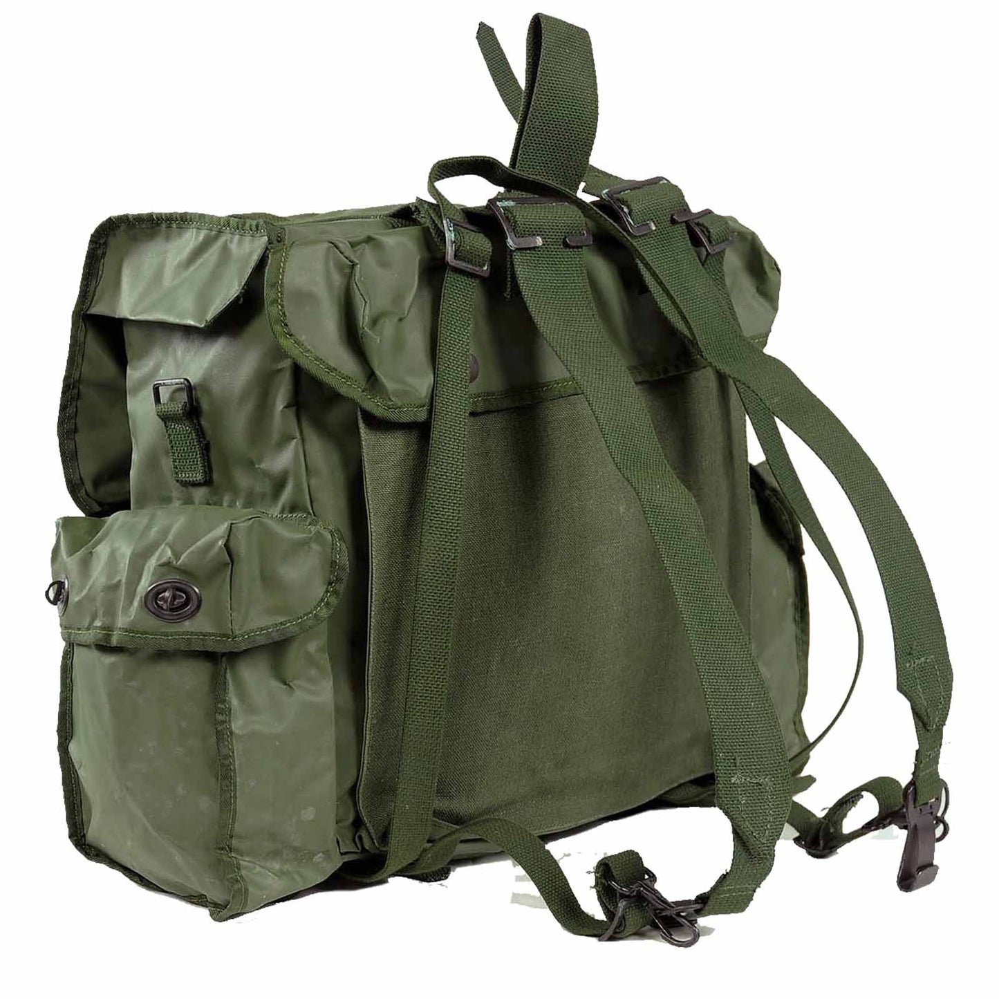 Belgian Army Olive Drab Plastic Rucksack Vintage Military Surplus Used Backpack