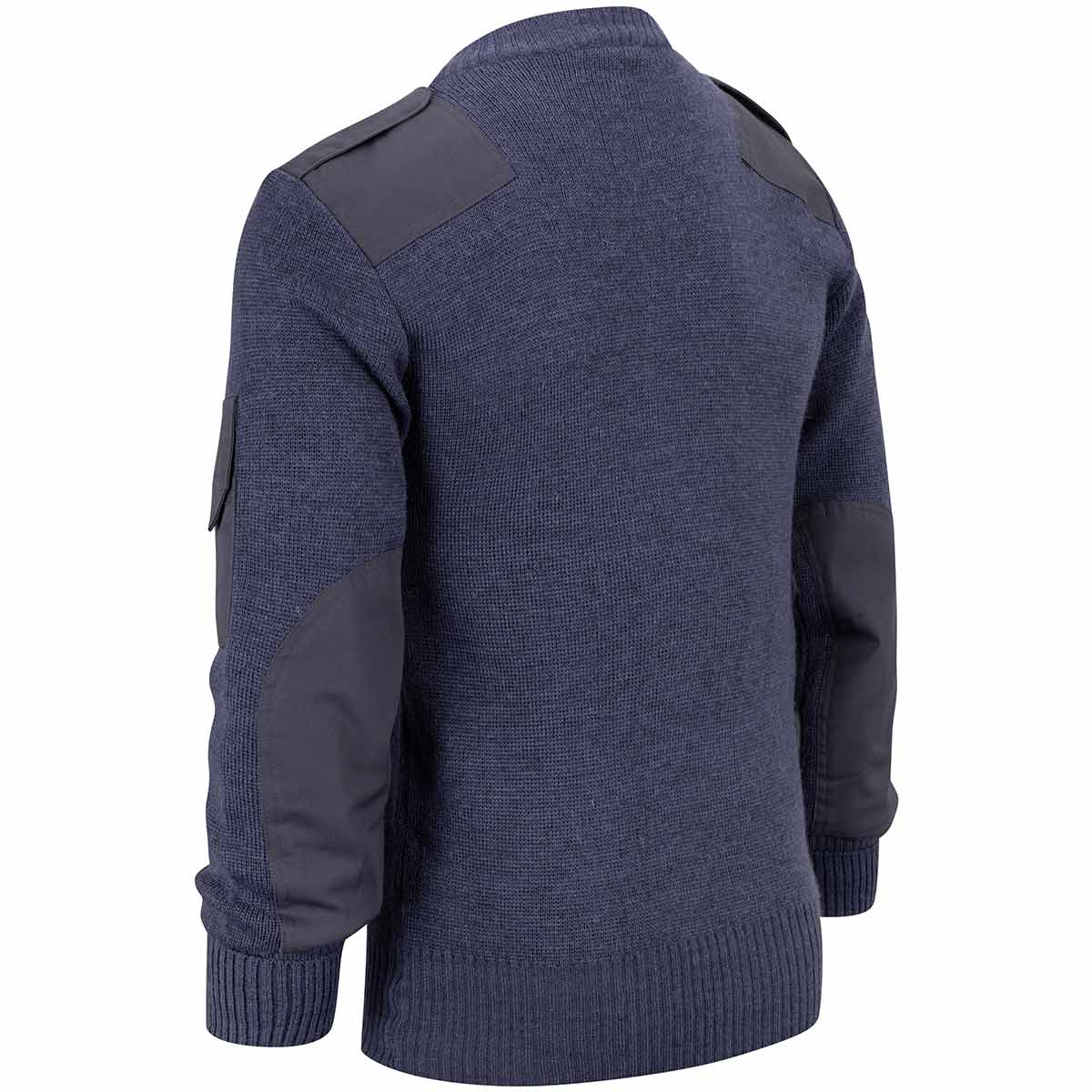 Original British Army GB Pullover V-Neck Blue/Grey – 80% Wool, Reinforced Military Sweater