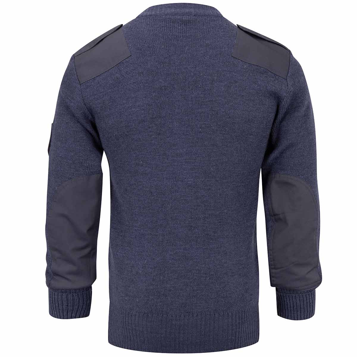 Original British Army GB Pullover V-Neck Blue/Grey – 80% Wool, Reinforced Military Sweater