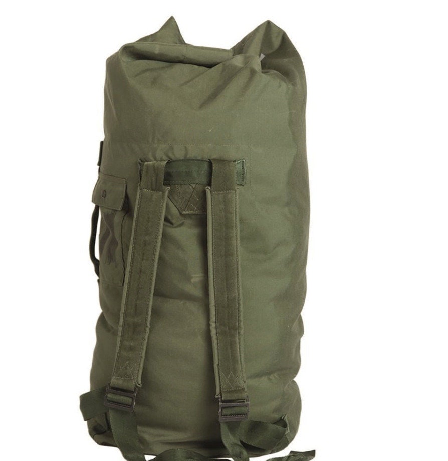 US Duffle Bag Vintage Military Surplus Double Straps - Rugged Spacious Used
