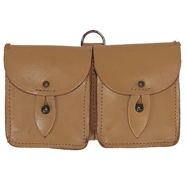 French 2-pcs MAS Leather Cartridge Pouch Vintage Military Surplus Authentic Used