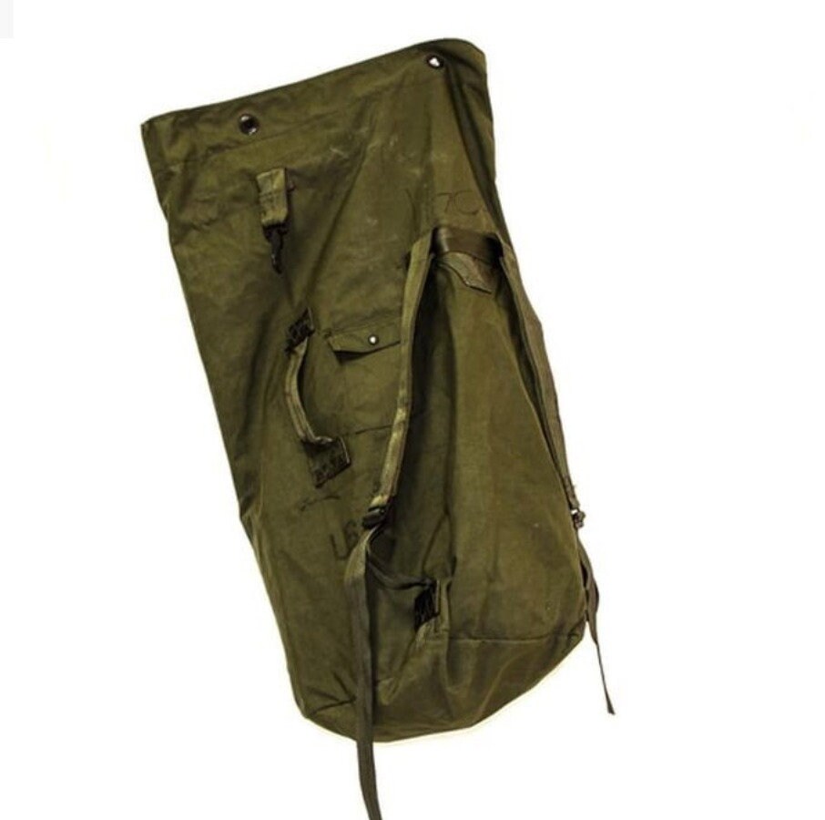 US Duffle Bag Vintage Military Surplus Double Straps - Rugged Spacious Used