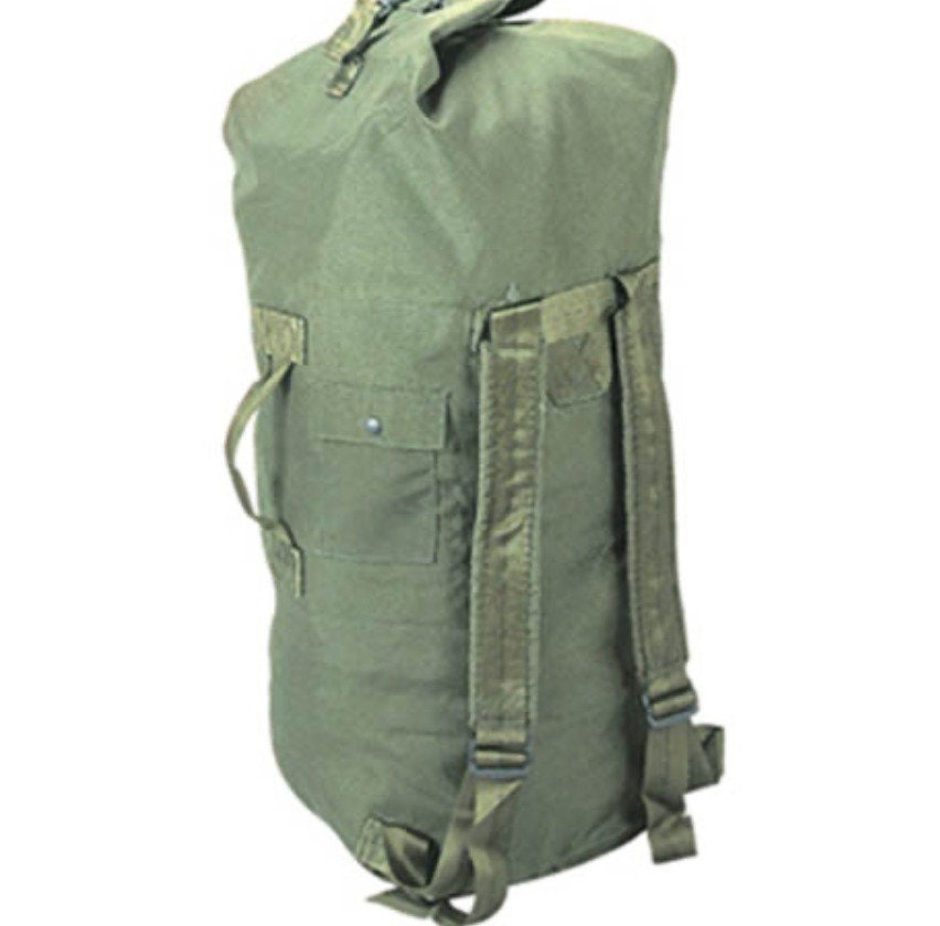 US Duffle Bag Vintage Military Surplus Double Straps - Rugged Spacious Used