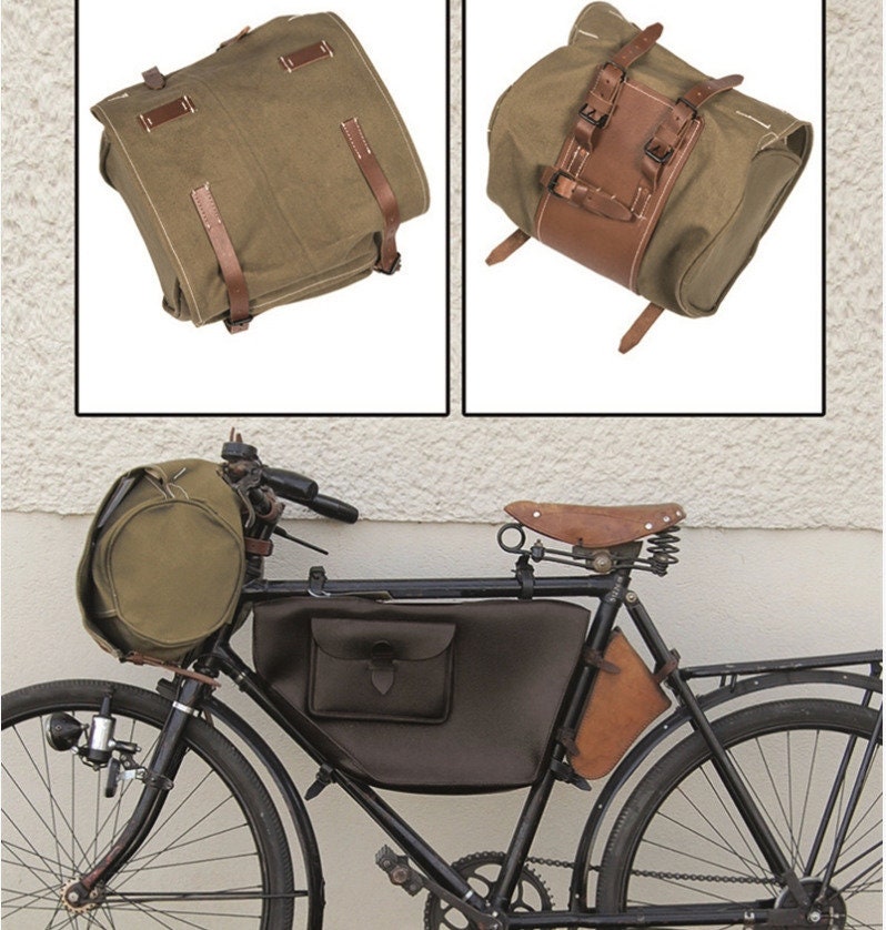 Vintage Swiss Military Cycle Bag Handlebars Practical Storage Solution Used