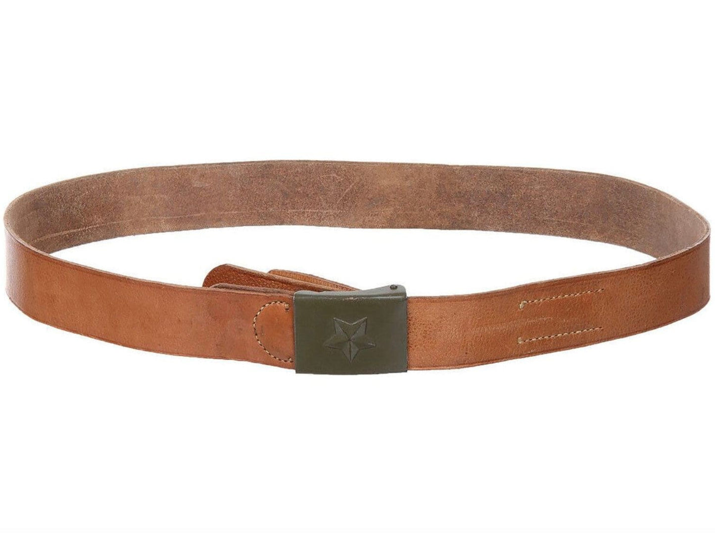Original CZ Army Military Style Leather Belt Brown Metal Buckle 4,5cm Used