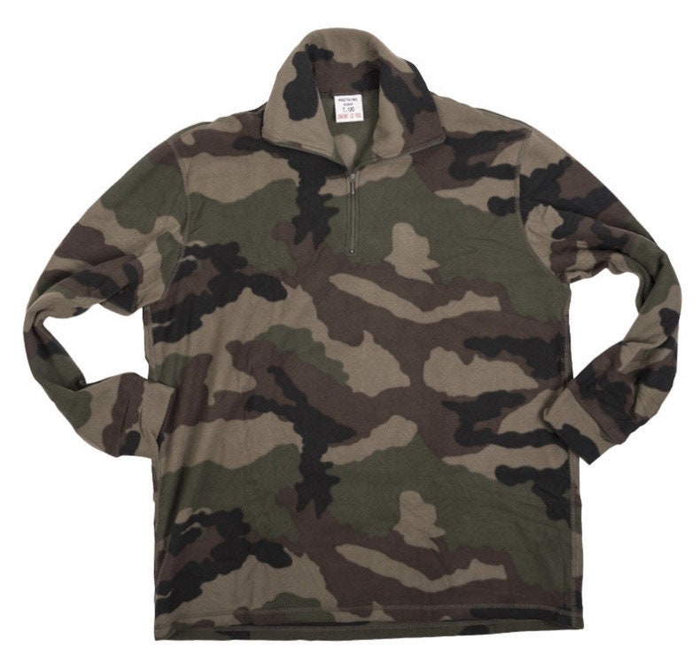 Original French Army Fleece Shirt Combat Tactical CCE Camo Sweatshirt Genuine