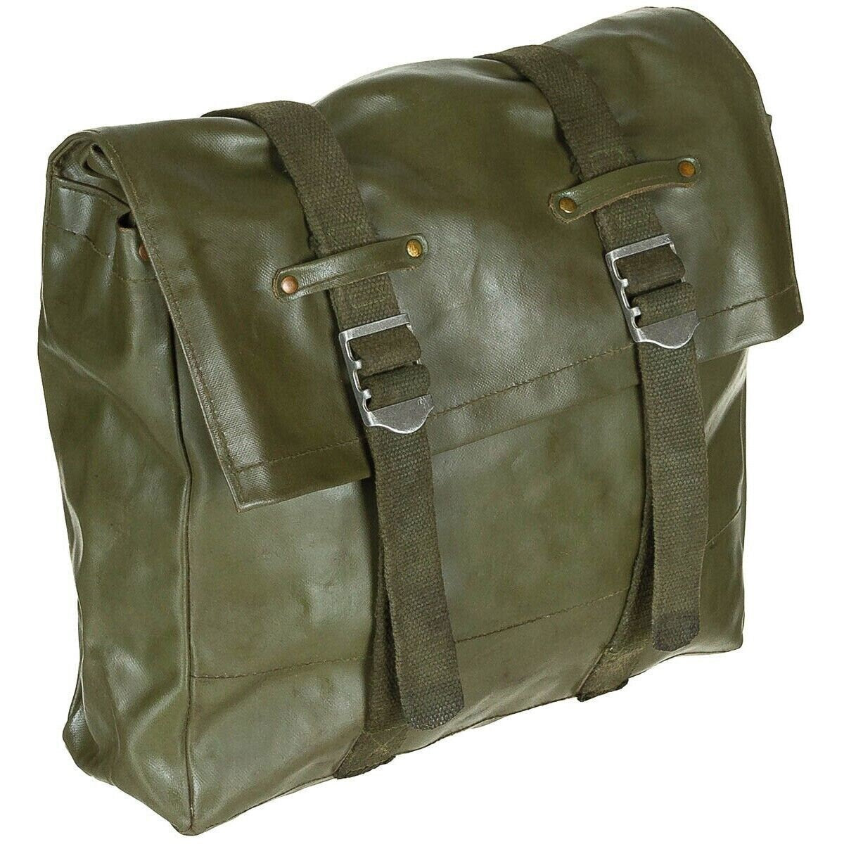 Original Swedish Army Vintage Utility Bag PVC OD Green Military Surplus Used 10L