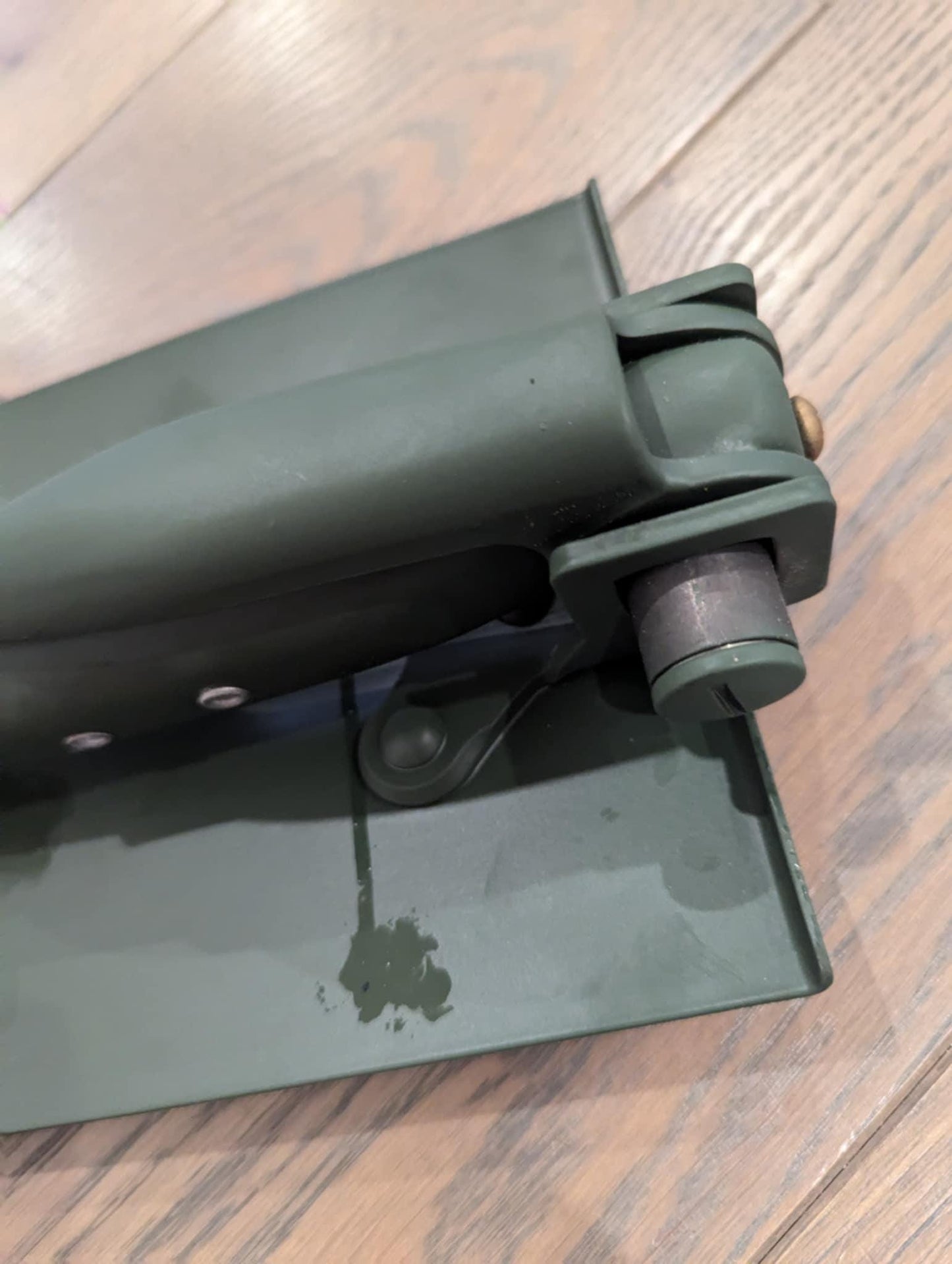 German Army Folding Shovel New with Used Leather Pouch Vintage Military Surplus