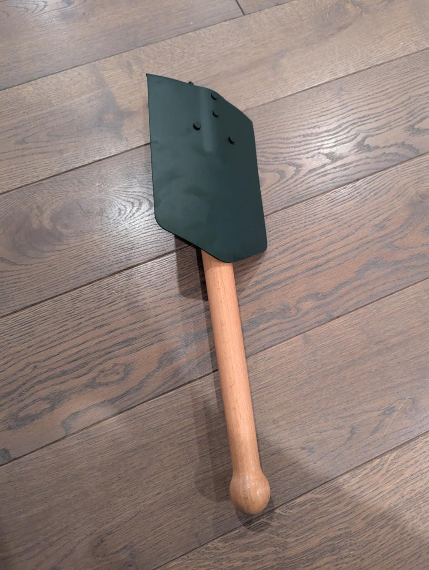German Army Folding Shovel New with Used Leather Pouch Vintage Military Surplus