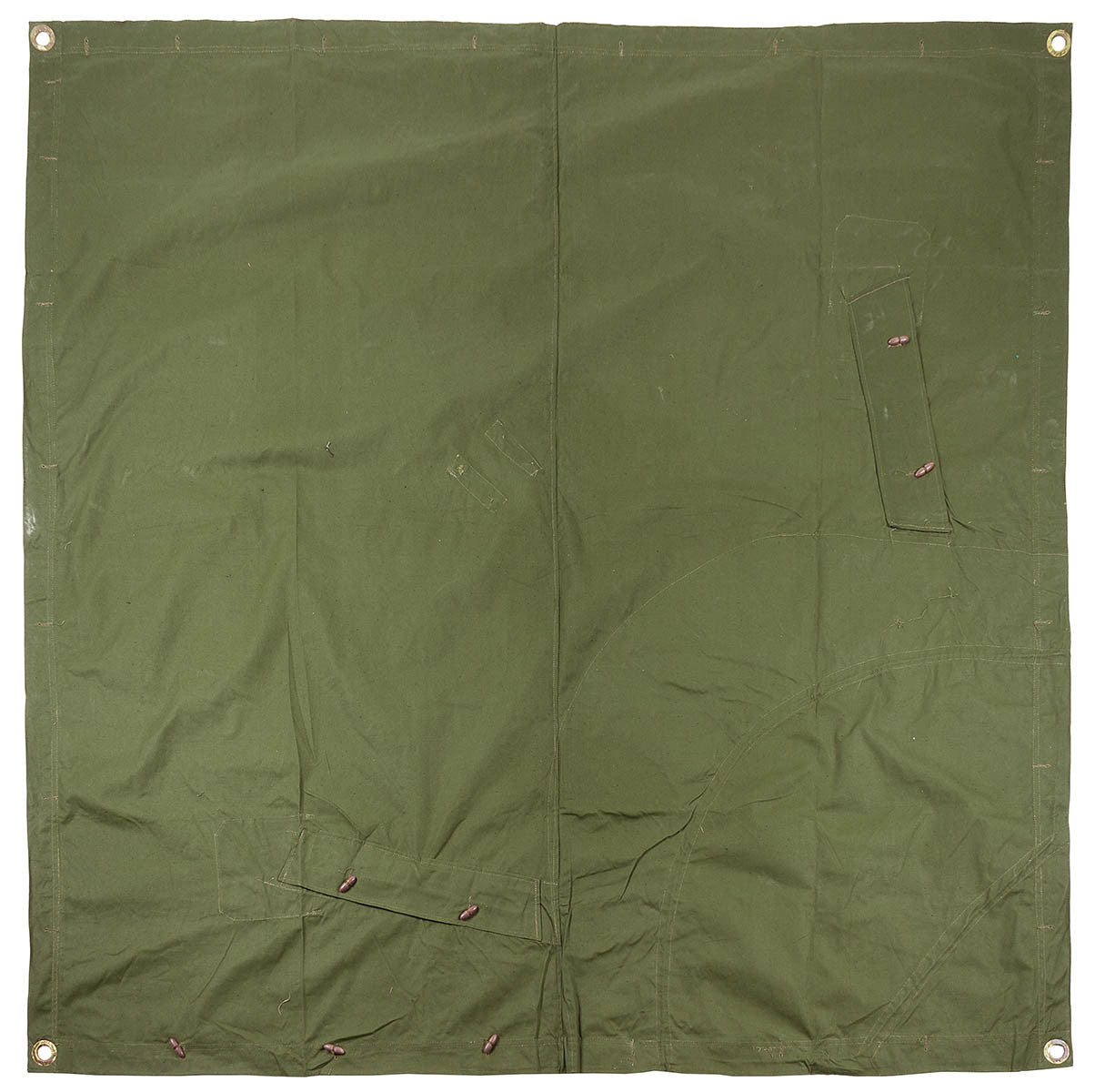 Original Romanian Army Military Tent Tarpaulin OD Green 180x180cm Used