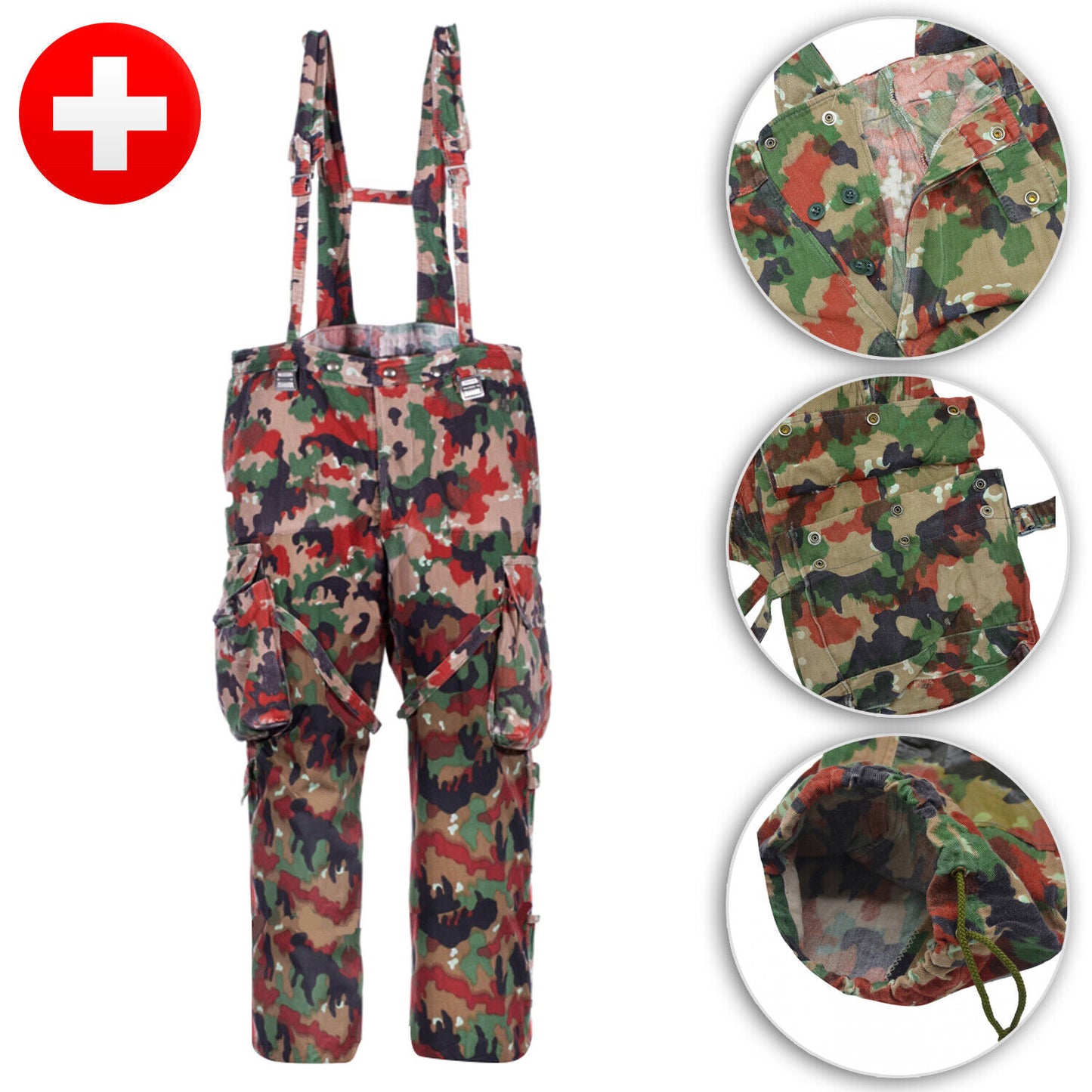 Genuine Swiss Army Field Trousers M70 Switzerland Combat Camo Sniper Pants Used