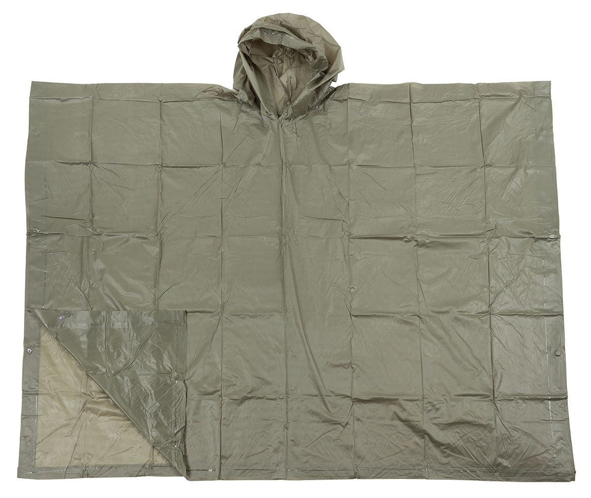 MFH Poncho Vinyl Shelter Rain Cover Military Army Hooded Waterproof Case Green