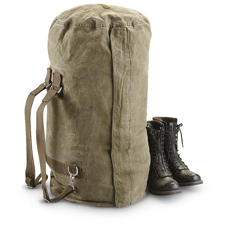 German Army Duffle Bag with Straps - Vintage Military Surplus Spacious Used