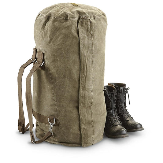 German Army Duffle Bag with Straps - Vintage Military Surplus Spacious Used