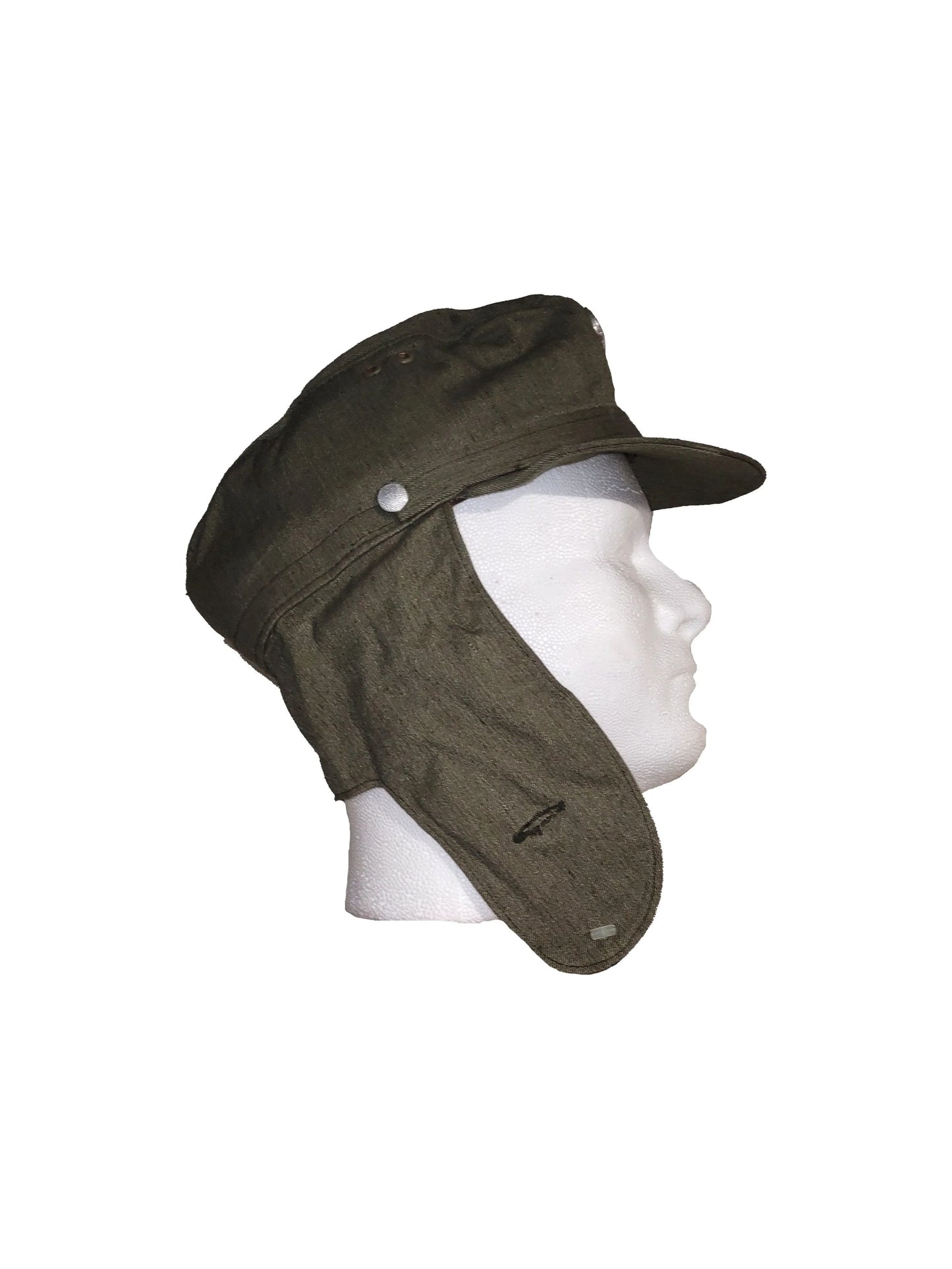 East German OD Mountain Troop Hat Cockade Vintage Military Surplus Wool Blend