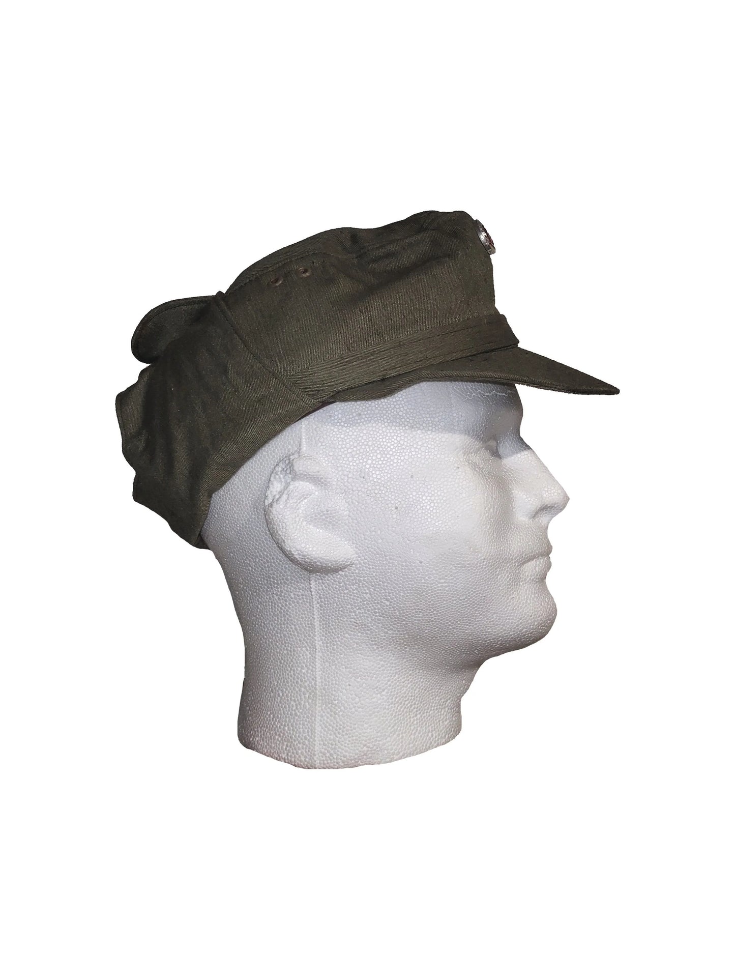 East German OD Mountain Troop Hat Cockade Vintage Military Surplus Wool Blend