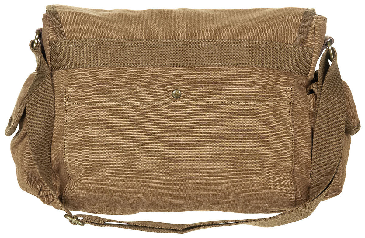 Handbag Outdoor Military Army Style High Quality Real Leather Canvas PT Bbrown