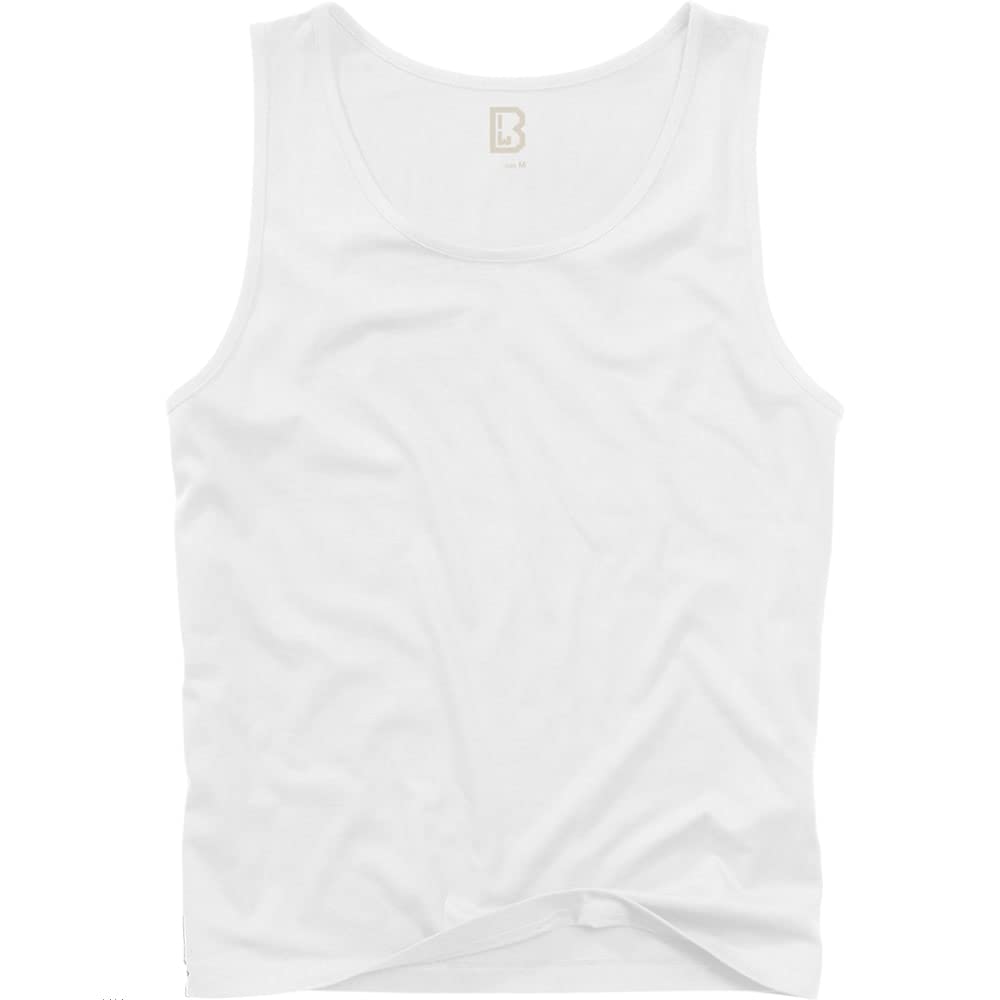 Brandit Men’s Tank Top White S – 100% Cotton Sleeveless Casual Wear