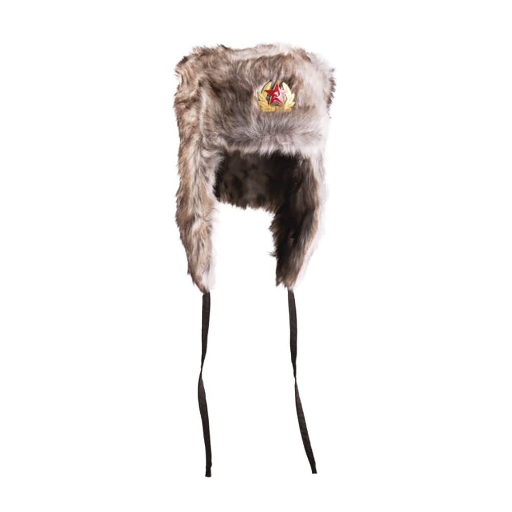 Mil-Tec Russian Winter Shapka Cap Brown Faux Fur Warm Hat Size L