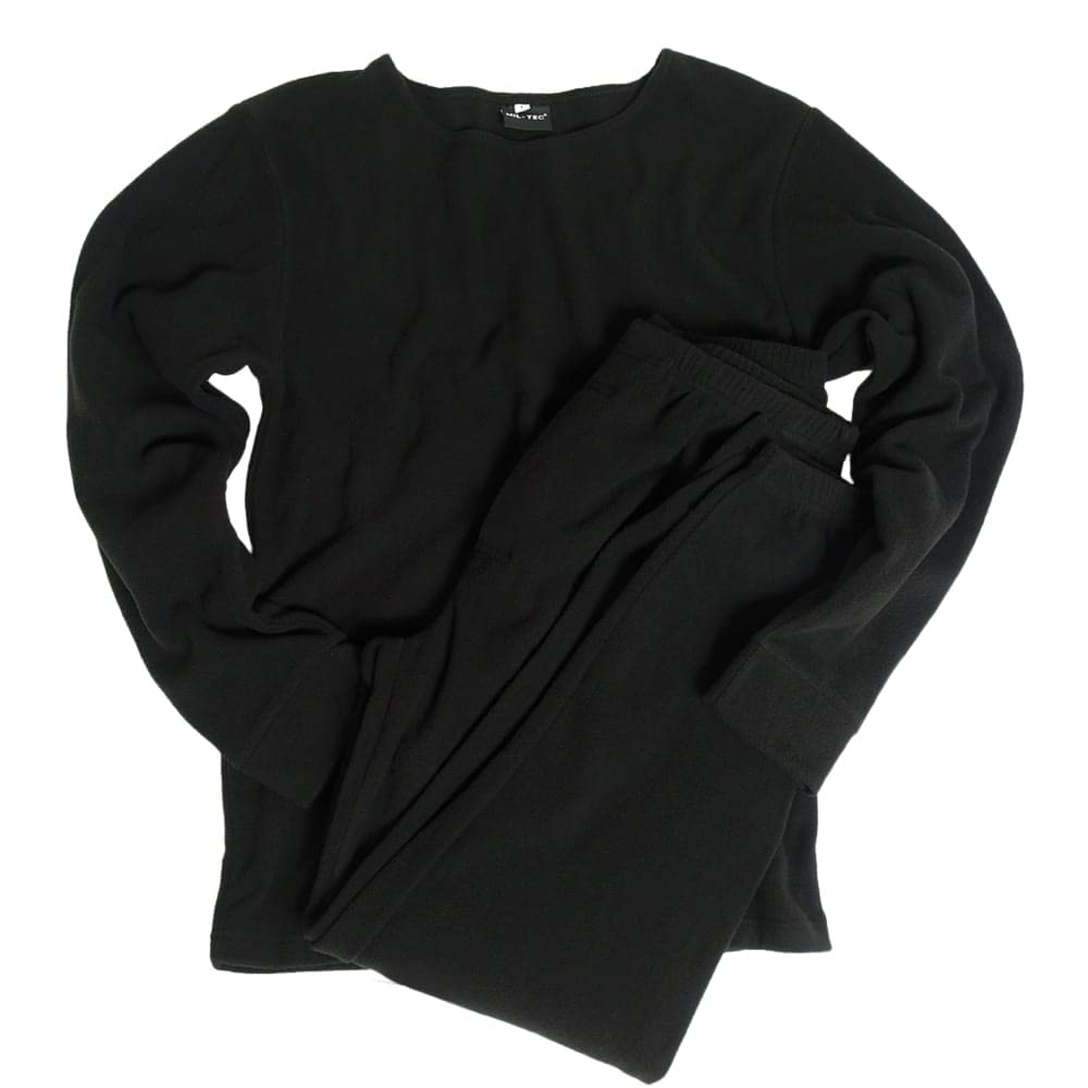 Mil-Tec Round Neck Fleece Thermal Underwear Set Black Men’s XL