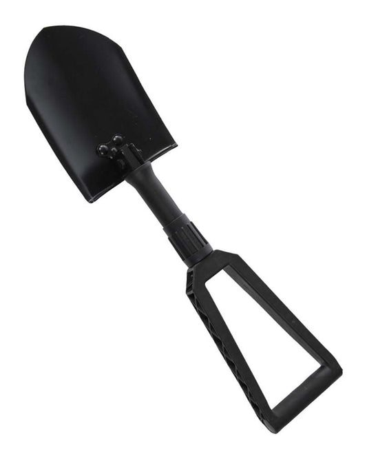 Mil-Tec US Style Tri-Fold Shovel Gen II – Black Steel Tactical Spade with Cover