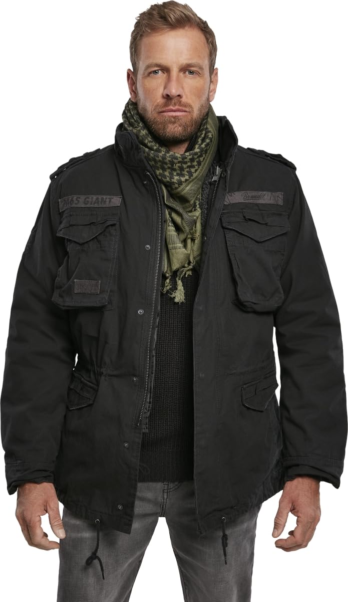 Brandit Men’s M-65 Giant Jacket Black – Vintage Military Field Coat 6XL