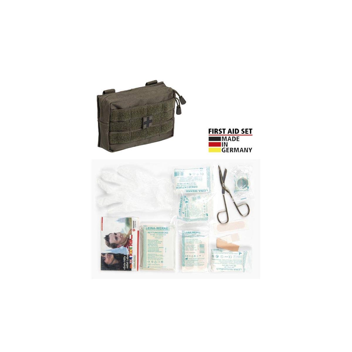 Mil-Tec 25-Piece First Aid Set Olive Drab – Compact Molle Tactical Emergency Kit