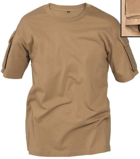 Mil-Tec Coyote Tactical T-Shirt Cotton Military Style Sleeve Pockets XXL