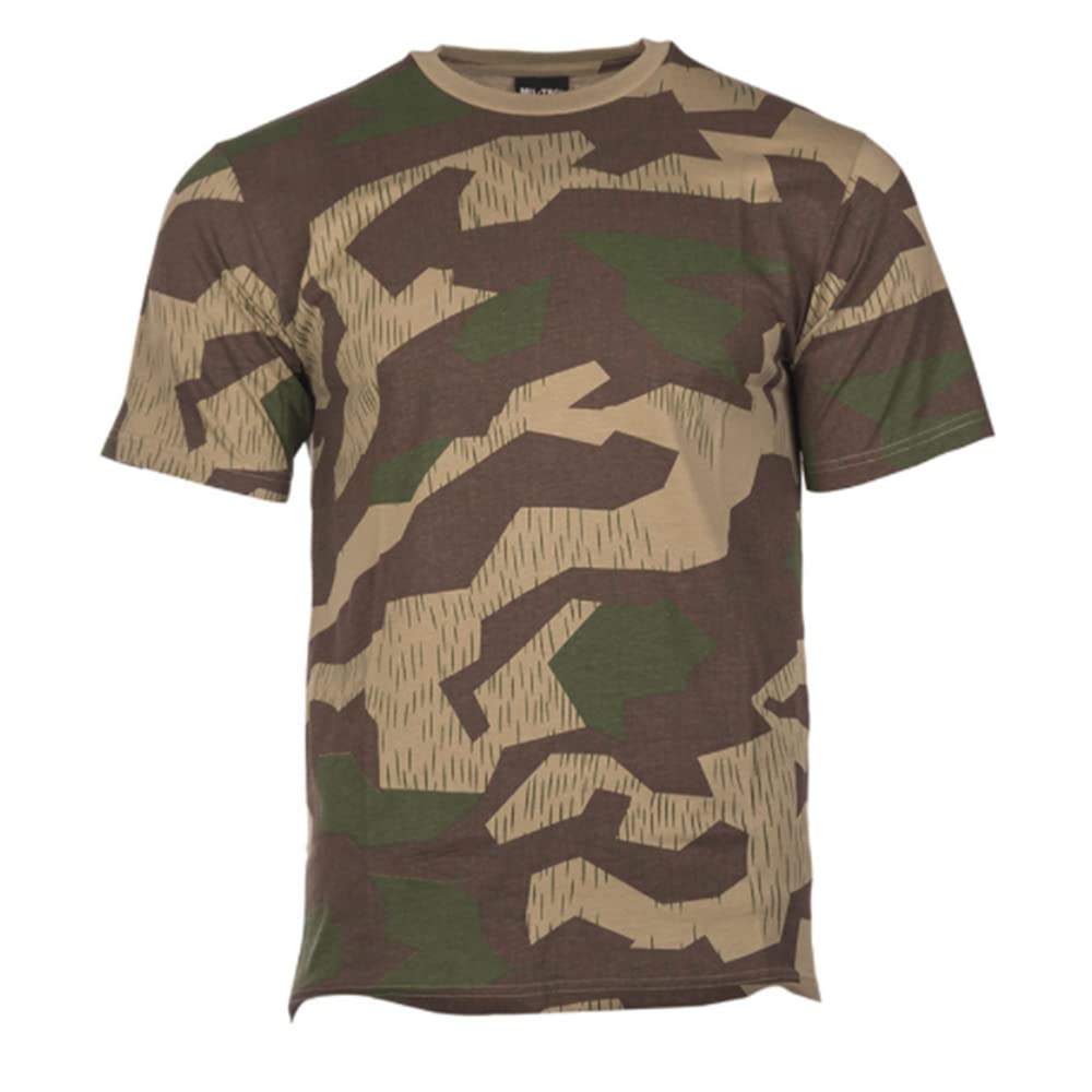 Mil-Tec German Splinter Camouflage T-Shirt Cotton Crew Neck Military