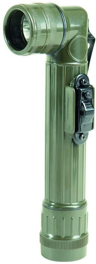 Mil-Tec Medium Anglehead LED Flashlight, 2C, White, OD Green, Medium, 15143101