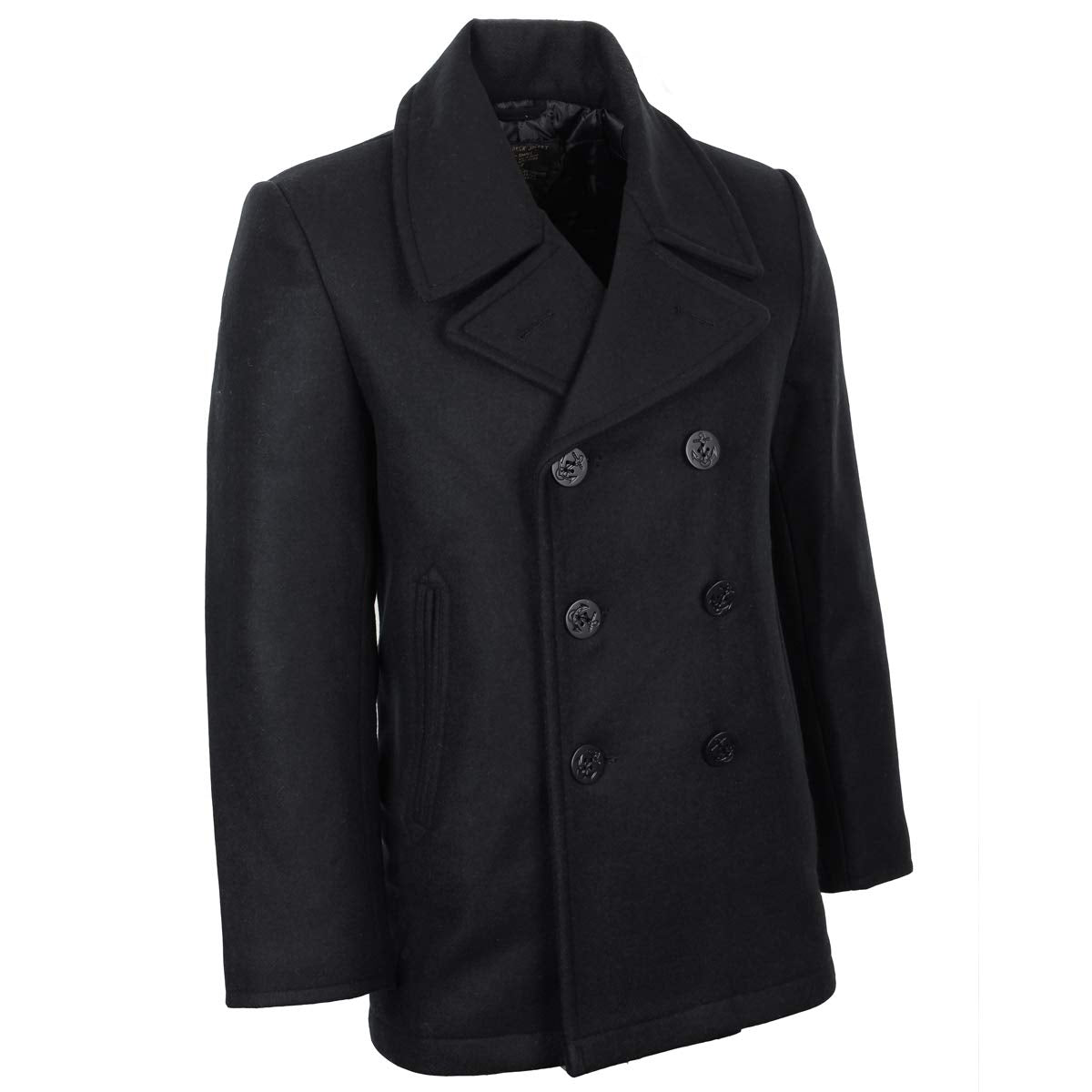Mil-Tec US Navy Pea Coat Black – Classic Wool Blend Double-Breasted Jacket