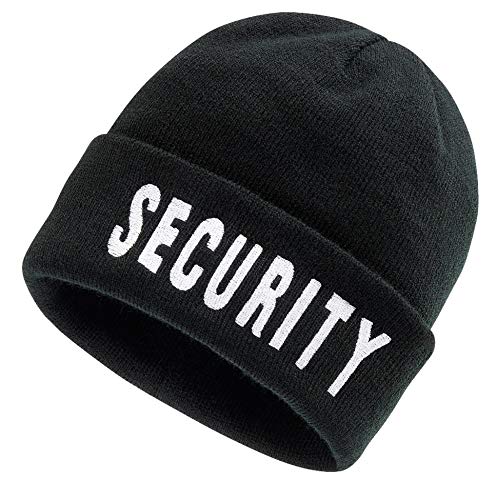 Brandit Security Beanie Black – Warm Knit Winter Hat with Embroidery