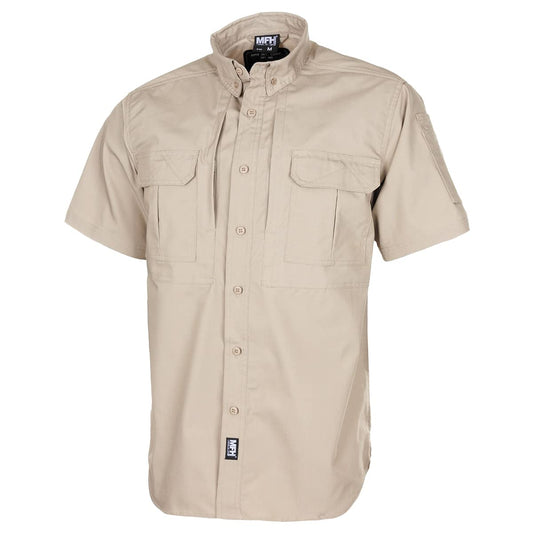 MFH Men's Short Sleeved Teflon Coated Ripstop Attack Shirt Khaki