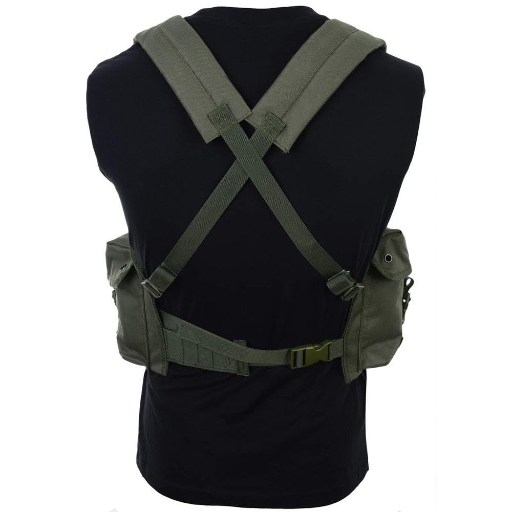 Military Tactical Magazine Chest Rig Carry Vest 6 Pockets Olive