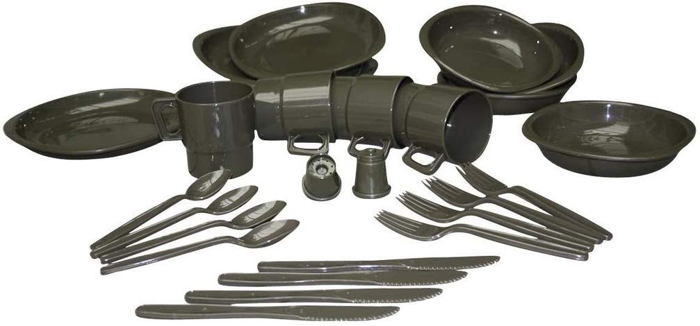 Mil-Tec 26-Piece Camping Dinner Set Olive – Outdoor Tactical Tableware
