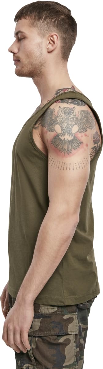 Brandit Men’s Olive Cotton Tank Top | Casual, Training & Outdoor Wear (S–5XL)