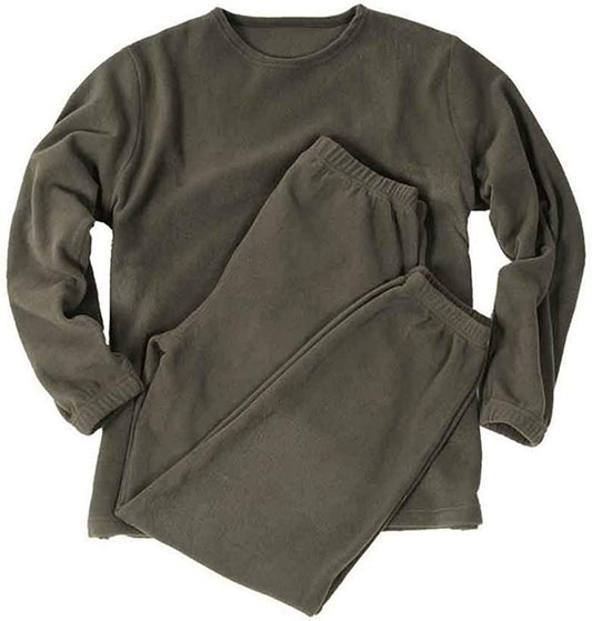 Mil-Tec Fleece Underwear Set with Round Neck (Small, Olive Drab)