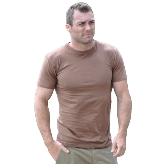 Plain US BDU Style T-Shirt in Black, Olive Green or Coyote Khaki (Large, Coyote)