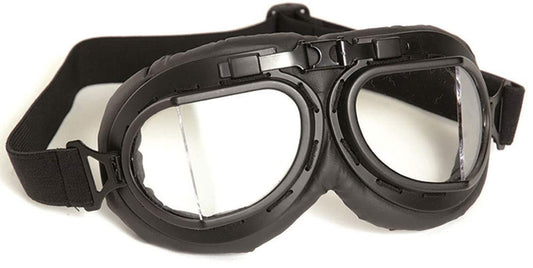 Mil-Tec RAF Aviator Goggles – Black Frame Clear Lens Adjustable