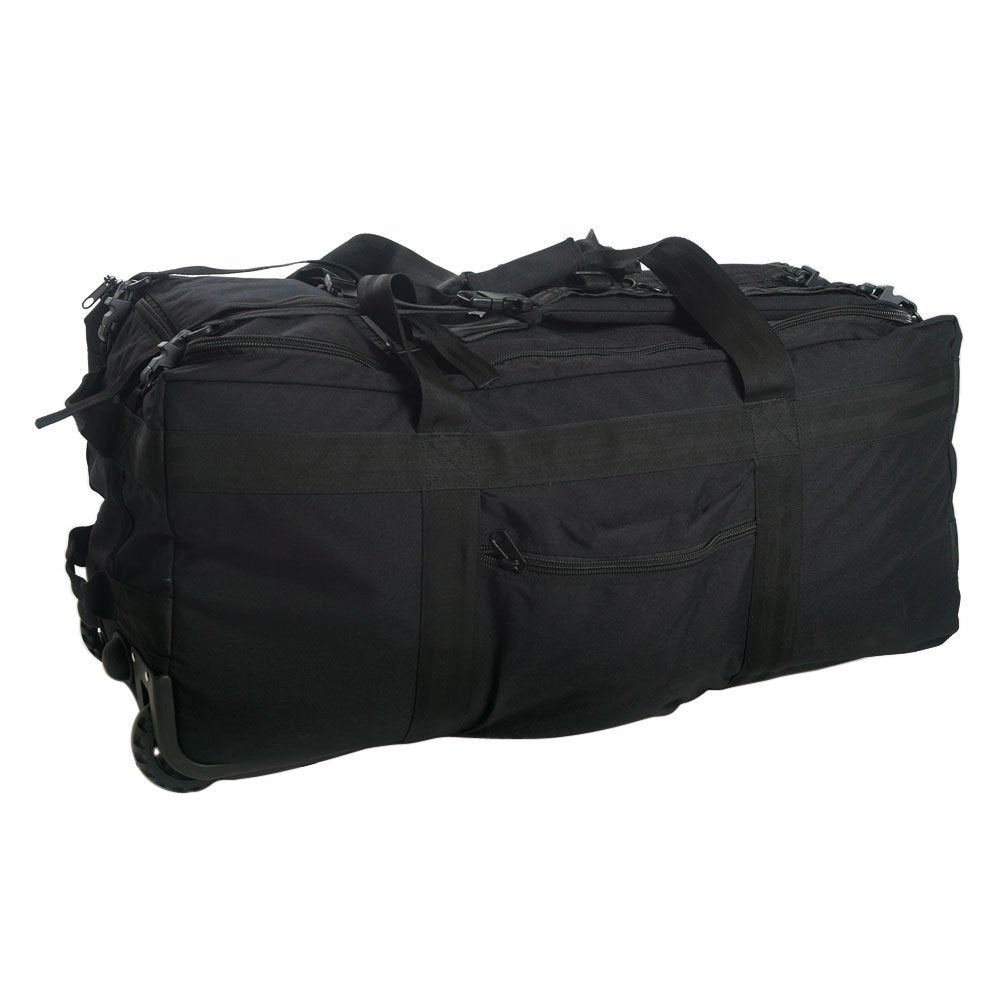 Mil-Tec Combat Carry Bag with Wheels Black – Large Military Travel Duffel 78×37×37cm