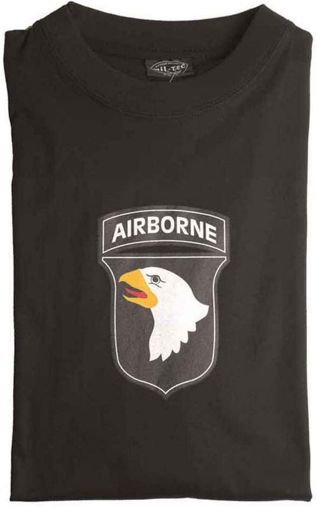 101st Airborne Divison T-Shirt - Black or Olive Green (Large, Black)