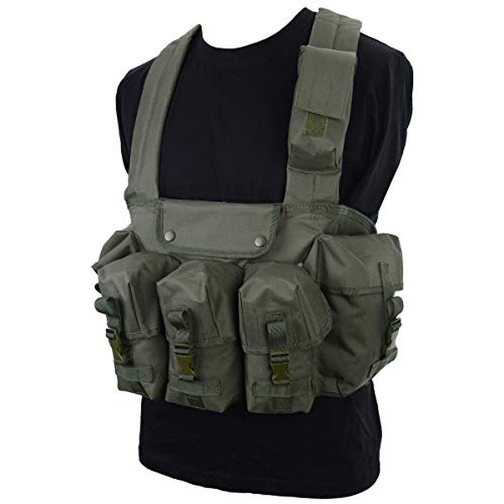 Military Tactical Magazine Chest Rig Carry Vest 6 Pockets Olive