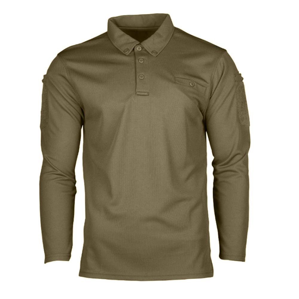 Mil-Tec Tactical Long Sleeve Quick Dry Polo Shirt Dark Coyote Men’s